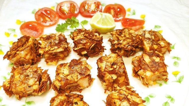 'पापड़ पनीर पकोड़े स्टार्टर | Papad Paneer Snacks, Instant Papad Paneer Starter khana banane ki recipe'