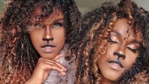 'LION|KITTY CAT HALLOWEEN MAKE UP IDEA QUICK AND EASY'