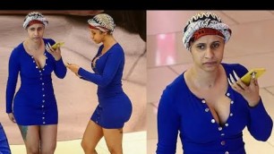 'Cardi B Goes Makeup Free & Rock Low Cut Blue Dress For Miami Outing  Pic'