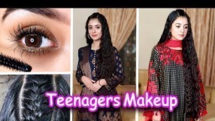 'Teenagers Eid Makeup without Foundation, Hair Styles & Dresses 