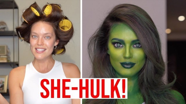 'SHE-HULK TRANSFORMATION! Halloween Makeup Tutorial With Erin Parsons + Emily DiDonato'