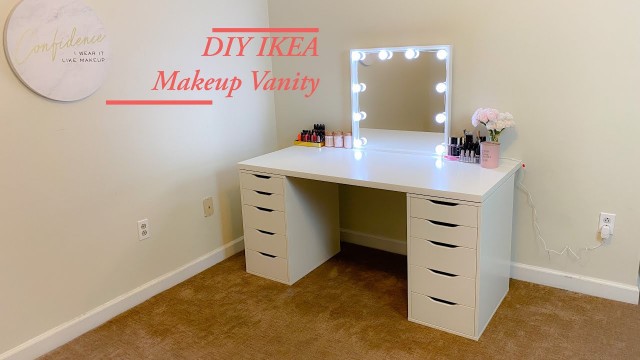 'VLOG | DIY IKEA MAKEUP VANITY W/ MIRROR & LIGHTS | World of Sophia B.'