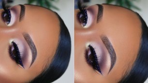SOFT SMOKEY CUT CREASE WITH BLACK GLITTER EYELINER | NYE MAKEUP TUTORIAL