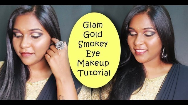 Glam Gold Smokey Eye Makeup Tutorial in Tamil | Black and Gold Eye shadow Tutorial | Jaicy Victoria