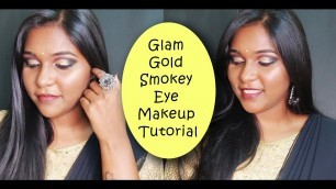 Glam Gold Smokey Eye Makeup Tutorial in Tamil | Black and Gold Eye shadow Tutorial | Jaicy Victoria