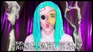 'TUTORIAL BONECX DE PANO MAQUIAGEM DE HALLOWEEN FÁCIL - CREEPY CORALINE INSPO DOLL MAKEUP'