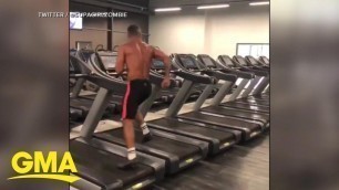 'Athlete\'s crazy treadmill workout video is going viral l GMA'