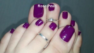 'Dark Purple Nail Polish on Toe Nails- Warm Pedicure Tutorial | Rose Pearl'