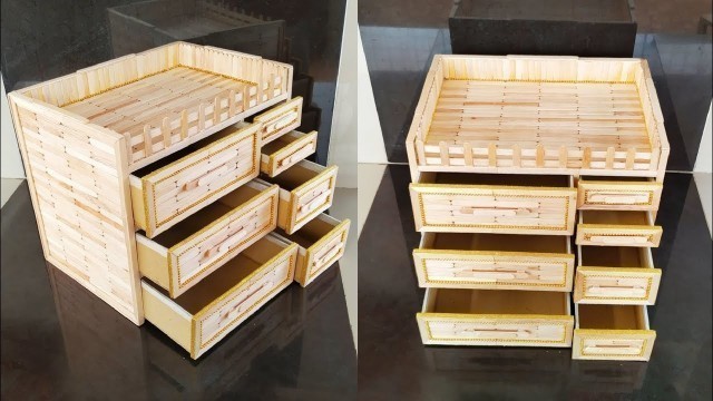 'DIY, Makeup Organizer , Makeup Storage Idea , Popsicle Stick Crafts , Ice cream stick craft'