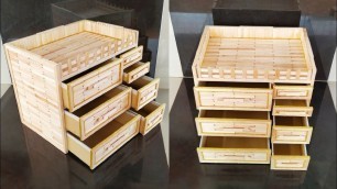 'DIY, Makeup Organizer , Makeup Storage Idea , Popsicle Stick Crafts , Ice cream stick craft'