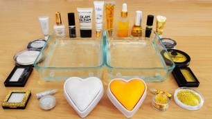 'White vs Gold Mixing Makeup Eyeshadow Into Slime! Special Series 70 Satisfying Slime Video'