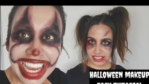'Quick and Easy Halloween makeup tutorial (Harley Quinn and Creepy Clown)'