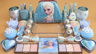 'Mixing\'Elsa\'Eyeshadow,Makeup and glitter Into Slime!Satisfying Slime Video!★ASMR★'