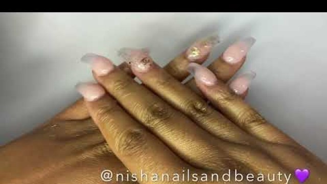 Chanel Pink and Clear Ombré Acrylic Nails