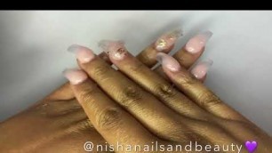 Chanel Pink and Clear Ombré Acrylic Nails
