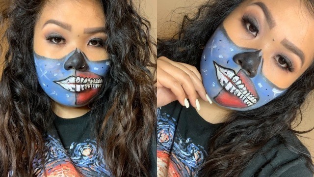 'Pop Art Half Skull Halloween Makeup'