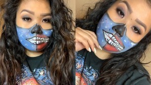 'Pop Art Half Skull Halloween Makeup'