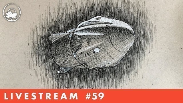 Drawing the SpaceX Dragon Spacecraft in Pen & Ink - LiveStream #59