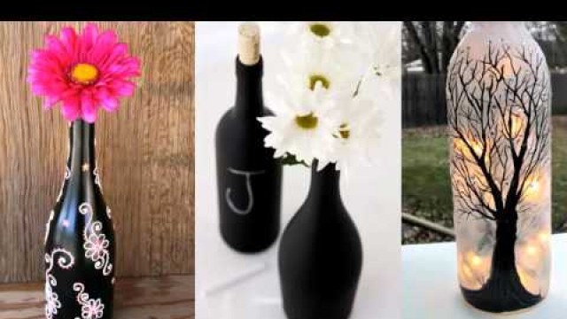 Upcycled Diy Glass Bottle Art | Home Decor Ideas |Painted Black Bottle Collection