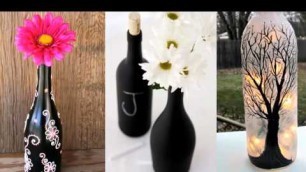 Upcycled Diy Glass Bottle Art | Home Decor Ideas |Painted Black Bottle Collection