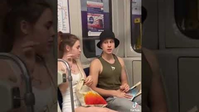 'American fitness girl subway prank VIDEO funny reaction tiktok meme'