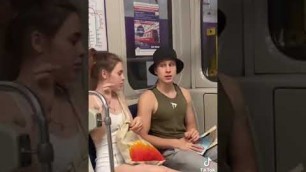 'American fitness girl subway prank VIDEO funny reaction tiktok meme'