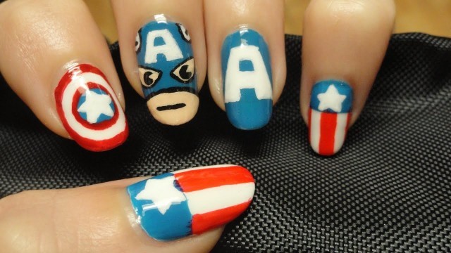 Captain America Nails (4th of July Nails)