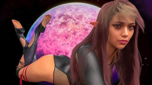 'Yoga in Space with Beautiful Fitness Models, Anime Girl Yoga Video 레깅스 운동 브이로그'