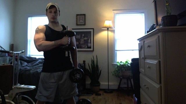 'Frugal Exercise Demo: Dumbbell Crossover Curls'