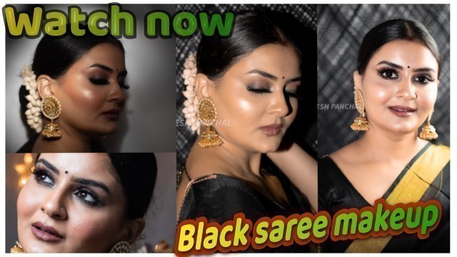 Black Saree Makeup Look | Party makeup | INDIAN WEDDING GUEST MAKEUP TUTORIAL | Smokey Eye