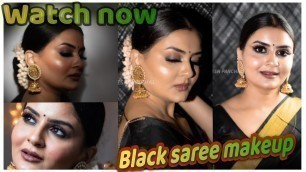 Black Saree Makeup Look | Party makeup |  INDIAN WEDDING GUEST MAKEUP TUTORIAL | Smokey Eye