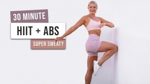 '30 MIN TABATA HIIT + AB WORKOUT - No Equipment, Full Body, No Repeat'