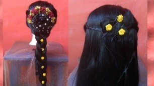 'Bridal wedding hairstyle and open hairstyle /chithu beauty channel'