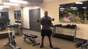 'Dumbbell Bicep Curls into a Single Arm Alternating Crossover Curl'