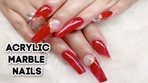 How to do Marble Nails | Acrylic Nails | Long Nails