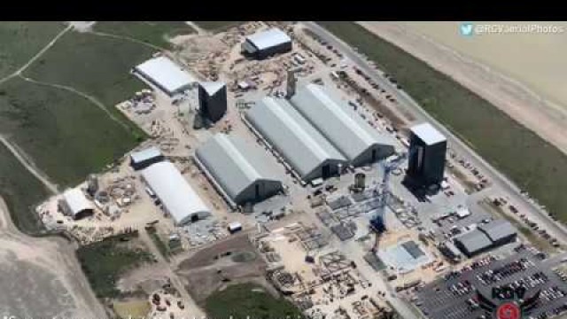 Exclusive! Space X Boca Chica Build Site Flyover! Bluezilla & Baby Bluezilla cranes spotted!!