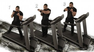 'Combat Punch Lateral Crossover Walk 1 Dumbbell Treadmill'