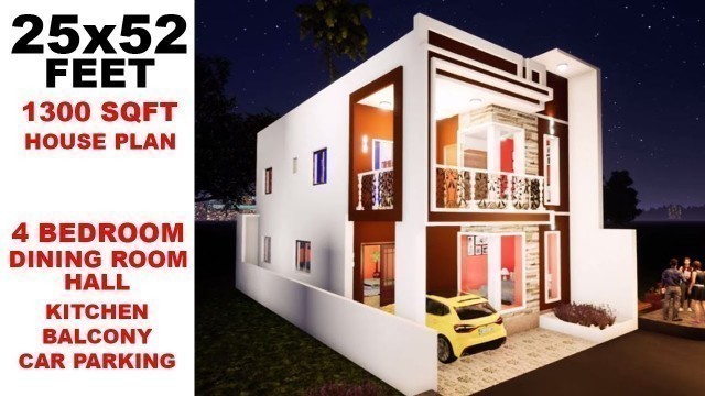 25x52 Feet House plan with Interior & 3D Elevation