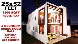 25x52 Feet House plan with Interior & 3D Elevation
