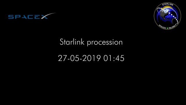 SpaceX Starlink satellites seen over UK 27/05/2019