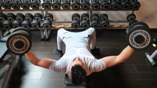 'Davy\'s Chest Workout: Bench Press, Half Resistance Set, Dumbbell Pullovers, Cable Crossovers,'