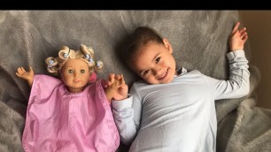 Curling American Girl Doll Caroline Hair With Retired Truly Me Hair Care Kit