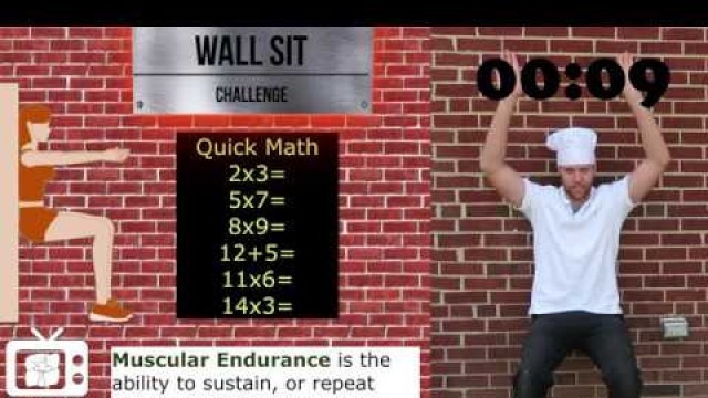'PE Chef S6E3: Wall Sit CHALLENGE- Muscular Endurance (5 Components of Fitness)'