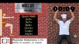'PE Chef S6E3: Wall Sit CHALLENGE- Muscular Endurance (5 Components of Fitness)'