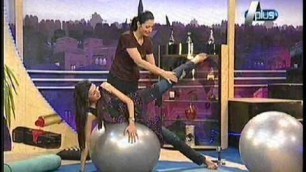 'Sadaf Fitness babe Fia Exercising A Plus TV Channel'