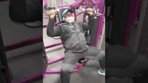 'Shoulder training with shoulder press machine at Planet Fitness....New York'