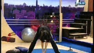 'Sadaf  fitness babe hair down yoga on A Plus TV Channel'