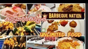 'BARBEQUE NATION BUFFET//UNLIMITED BBQ IN VIJAYAWADA//@geethanshi channel'
