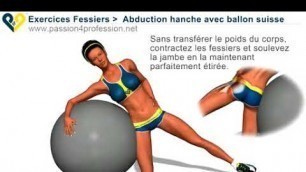'Abduction hanche avec ballon suisse  exercice pour fessiers'