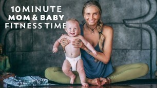 'Postnatal Yoga Workout | 10 Min Fun Post Pregnancy Fitness With BABY!'